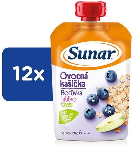 Sunar fruit porridge blueberry, apple, oatmeal 6m+, 12×120 g - Meal Pocket - Main image