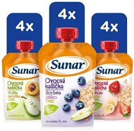 Kapsička pro děti Sunar kašička ovocná kapsička mix příchutí 6m+, 12× 120 g - Kapsička pro děti