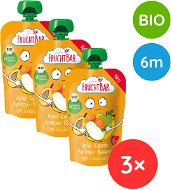FruchtBar BIO ovocné vrecko jablko, mrkva, marhuľa a banán 3× 100 g - Kapsička pre deti