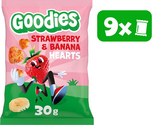Goodies crispy hearts banana and strawberry 9×30 g - Crisps for Kids - Main image