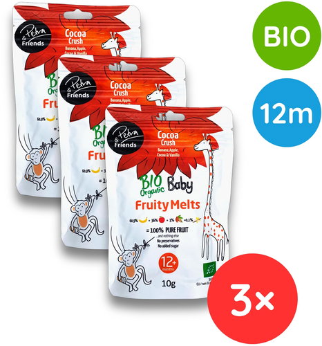 Petra & Friends BIO Fruit pieces banana, apple, cocoa and vanilla 3×10 g - Fruit Snack for Kids - Main image