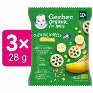 GERBER Organic Chewing Wheels křupavá kolečka s banánem 3× 28 g - Crisps for Kids