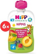 HiPP BIO 100 % ovocie Jablko-Broskyňa-Lesné ovocie od uk. 4. mesiaca, 6× 100 g - Kapsička pre deti