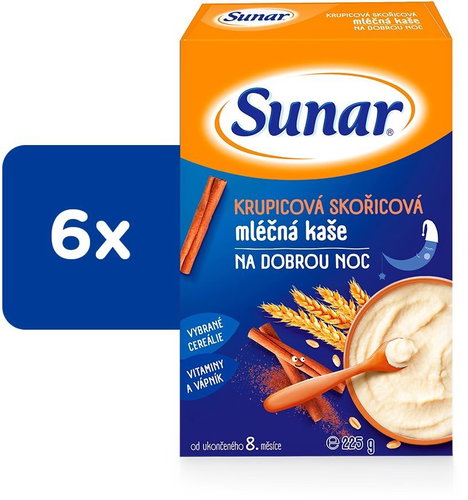 Sunar milk porridge for good night semolina cinnamon 6 × 225 g - Milk Porridge - Main image