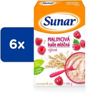 Sunar malinová kaše mléčná rýžová 6× 225 g - Mléčná kaše