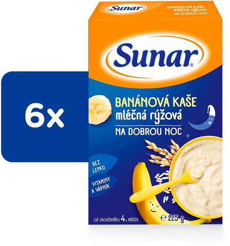 Sunar milk porridge for good night banana rice 6 × 225 g - Milk Porridge - Main image