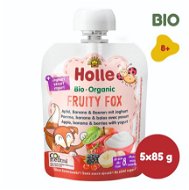 HOLLE Fruity fox bio dětské ovocné pyré s jogurtem 5× 85 g - Kapsička pro děti