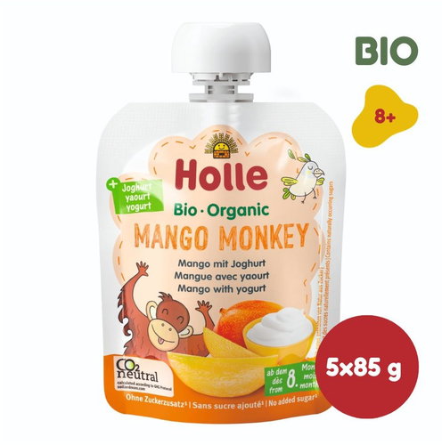 HOLLE Mango monkey organic baby fruit puree with yoghurt 5×85 g - Meal Pocket - Main image