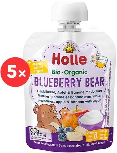 HOLLE Blueberry bear organic baby fruit puree with yoghurt 5×85 g - Meal Pocket - Main image