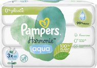 PAMPERS Harmonie Aqua vlhčené obrúsky Plastic Free 3× 48 ks - Detské vlhčené obrúsky