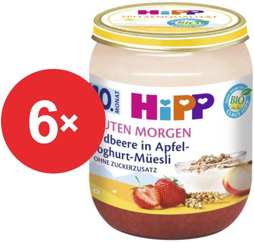 HiPP BIO Muesli with apple, strawberries, yoghurt, 6×160 g - Baby Food - Main image