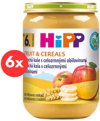 HiPP BIO Ovocná kaše s celozrnnými obilovinami - 6× 190 g - Příkrm - Hlavní obrázek