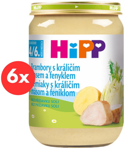 HiPP Potatoes with rabbit meat and fennel from 4 - 6 months, 6 × 190 g - Baby Food - Main image