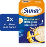 SUNAR Good-night Porridge with Banana  - 3 × 225g - Milk Porridge