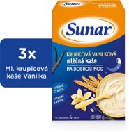 SUNAR Semolina Porridge with Vanilla for a Good Night - 3 × 225g - Milk Porridge