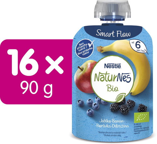 NESTLÉ NATURNES Organic Apple Banana Blackberry Blueberry 16×90 g - Meal Pocket - Main image