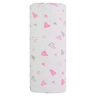 T-tomi Big Cotton TETRA Towel, Pink Hearts - Children's Bath Towel