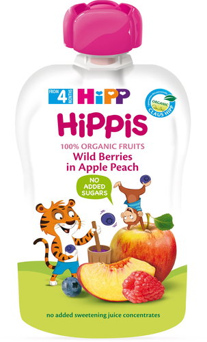 HiPP BIO 100% Fruit Apple-Peach-Fruit 100 g - Baby Food - Main image