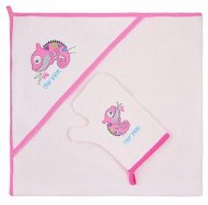 Bobas Fashion Baby towel with Chameleon washcloth - pink - Children's Bath Towel