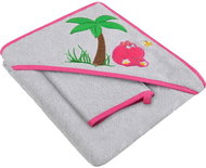 Akuku Children's bath towel with a washcloth and a gray-pink hood with a hippopotamus - Children's Bath Towel