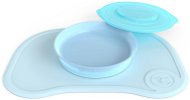 TWISTSHAKE Protišmyková podložka Click Mat + tanier 6 mes.+, pastelovo modrá - Detská jedálenská súprava