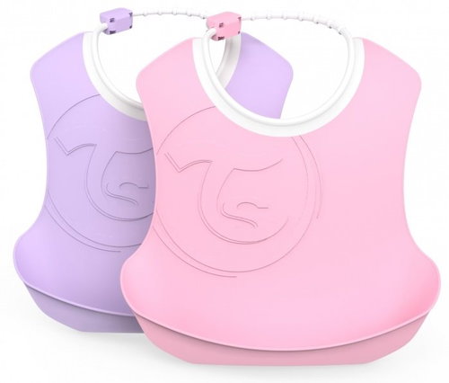 TWISTSHAKE Plastic Bib 2 pcs - Pink/Purple - Bib - Main image