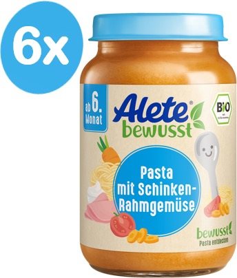 ALETE BIO Side Dish Vegetable with Pasta and Ham and Shoulder Pork 6 × 190g - Baby Food - Main image