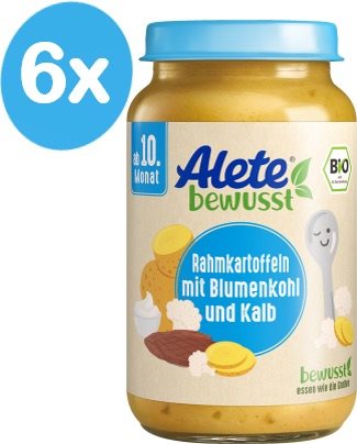 ALETE BIO Side Dish  Potatoes with Cream and Cauliflower and Veal 6 × 220g - Baby Food - Main image