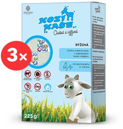 GOLDIM Kozí  Rice Porridge 3 × 225g - Milk Porridge - Main image