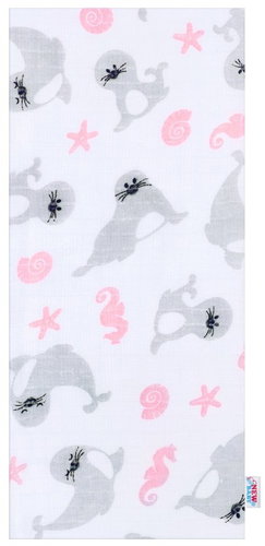 New Baby Cotton diaper with white print - seahorse - Cloth Nappies - Main image