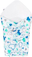 New Baby Classic Lace Wrap - Blue Hearts - Swaddle Blanket