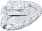New Baby Luxus babafészek takaróval és párnával - fehér-szürke csillagok - Babafészek