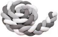 Crib Bumper T-tomi Braided Crib Bumpers 180cm, White / Grey / Anthracite - Mantinel do postýlky