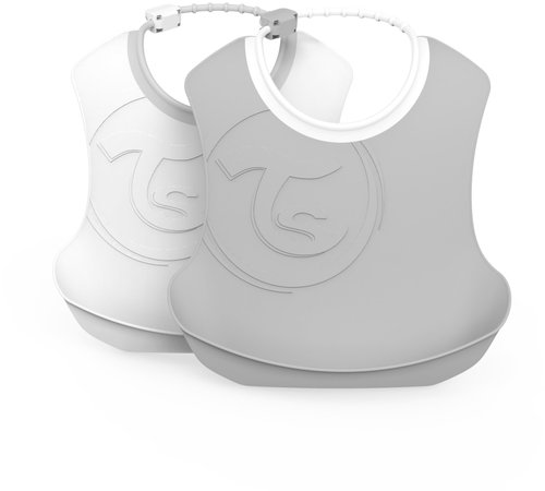 TWISTSHAKE Plastic Bib - Grey and White, 2 pcs - Bib - Main image
