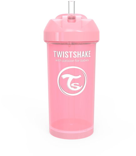 TWISTSHAKE Bottle with Straw 360ml Pink - Children's Water Bottle - Main image