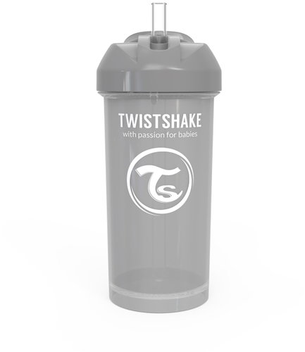 TWISTSHAKE Bottle with Straw  360ml Grey - Children's Water Bottle - Main image
