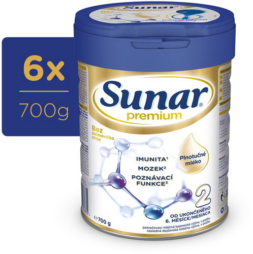 Sunar Premium 2 pokračovací kojenecké mléko, 6× 700 g  - Kojenecké mléko - Hlavní obrázek