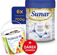 Sunar Premium 2 pokračovacie dojčenské mlieko, 6× 700 g + darček - Dojčenské mlieko
