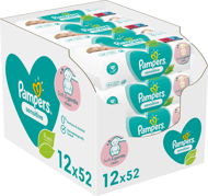 Dětské vlhčené ubrousky PAMPERS Sensitive 12× 52 ks - Dětské vlhčené ubrousky