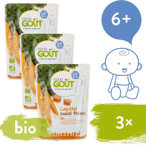 Good Gout BIO Carrot with Farm Chicken 3 × 190g - Baby Food - Main image