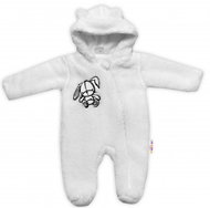 Baby Nellys Chlupáčkový overálek s kapucí, Cute Bunny - bílý, vel. 74 - Overal pro miminko