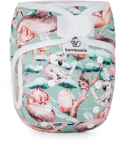 Bamboolik Night Pants Diaper with Insertable Diaper - Kangaroos, Velcro - Nappies - Main image