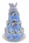 BEBEDEPARIS Třípatrový plenkový dort Peří - modrý - Plenkový dort