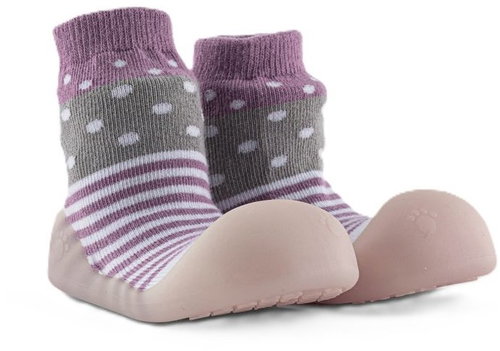 Chameleon Sock booties Lilac Polka size 115 - Baby Booties - Main image