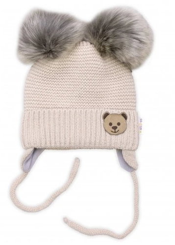 Baby Nellys Baby set, winter hat with scarf + gloves 3D, Teddy Bear - beige - Clothes Set - Main image
