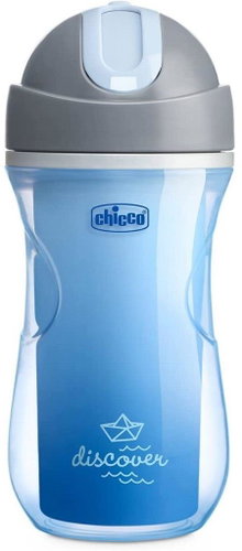 CHICCO Sport thermo with straw 266 ml blue 14m+ - Baby cup - Main image