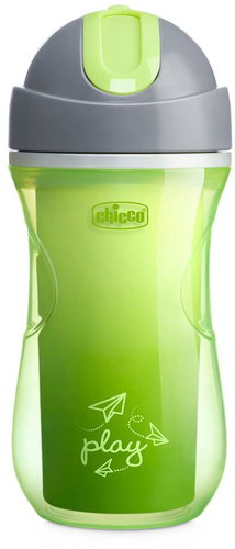 CHICCO Sport thermo with straw 266 ml green 14m+ - Baby cup - Main image