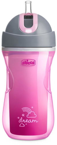 CHICCO Sport thermo with straw 266 ml pink 14m+ - Baby cup - Main image