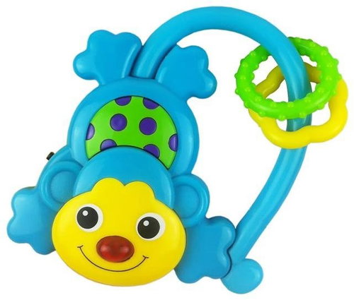 Baby Mix Baby rattle with sound, monkey blue - Baby Rattle - Main image
