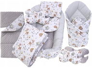 EliNeli Set do postýlky, 7dílná sada Lesní zvířátka s teepee - Startovací sada pro miminko